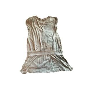 Girls Gray Knit Short Sleeve V-Neck Sweater Dress Youth Size Medium